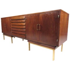 American Modern Walnut Sideboard or Record Cabinet by American of Martinsville