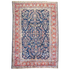 Antique Navy Blue Sarouk Rug