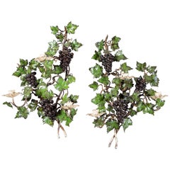 Antique French Pair of Fruit Sconces