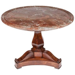 Louis Phillipe Mahogany Gueridon Table with Rosso Antico Marble Top