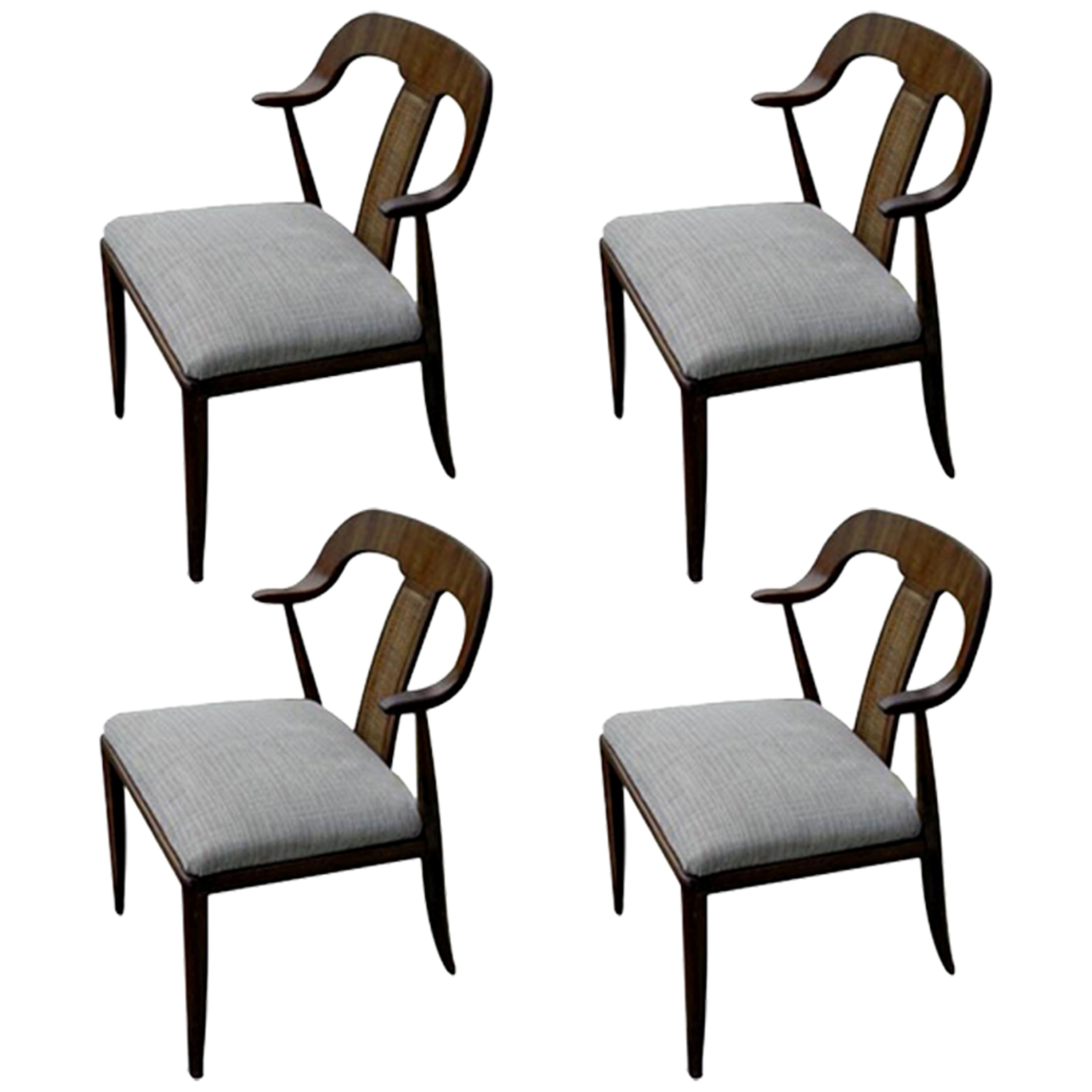 Ensemble de quatre chaises de salle à manger d'appoint vintage de style danois