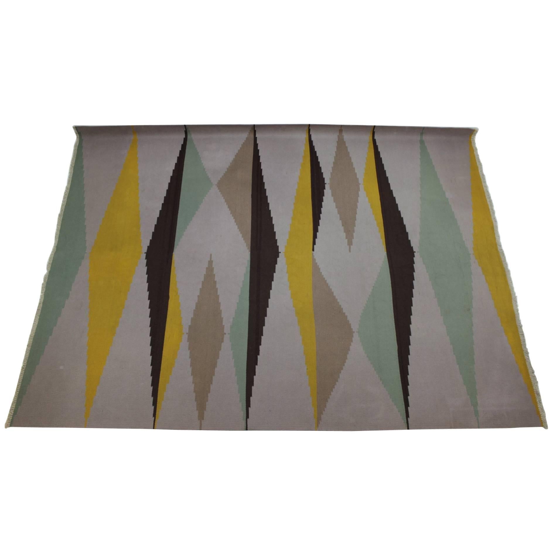 Großer geometrischer Kelim-Teppich der großen Moderne, A. Kybal im Angebot