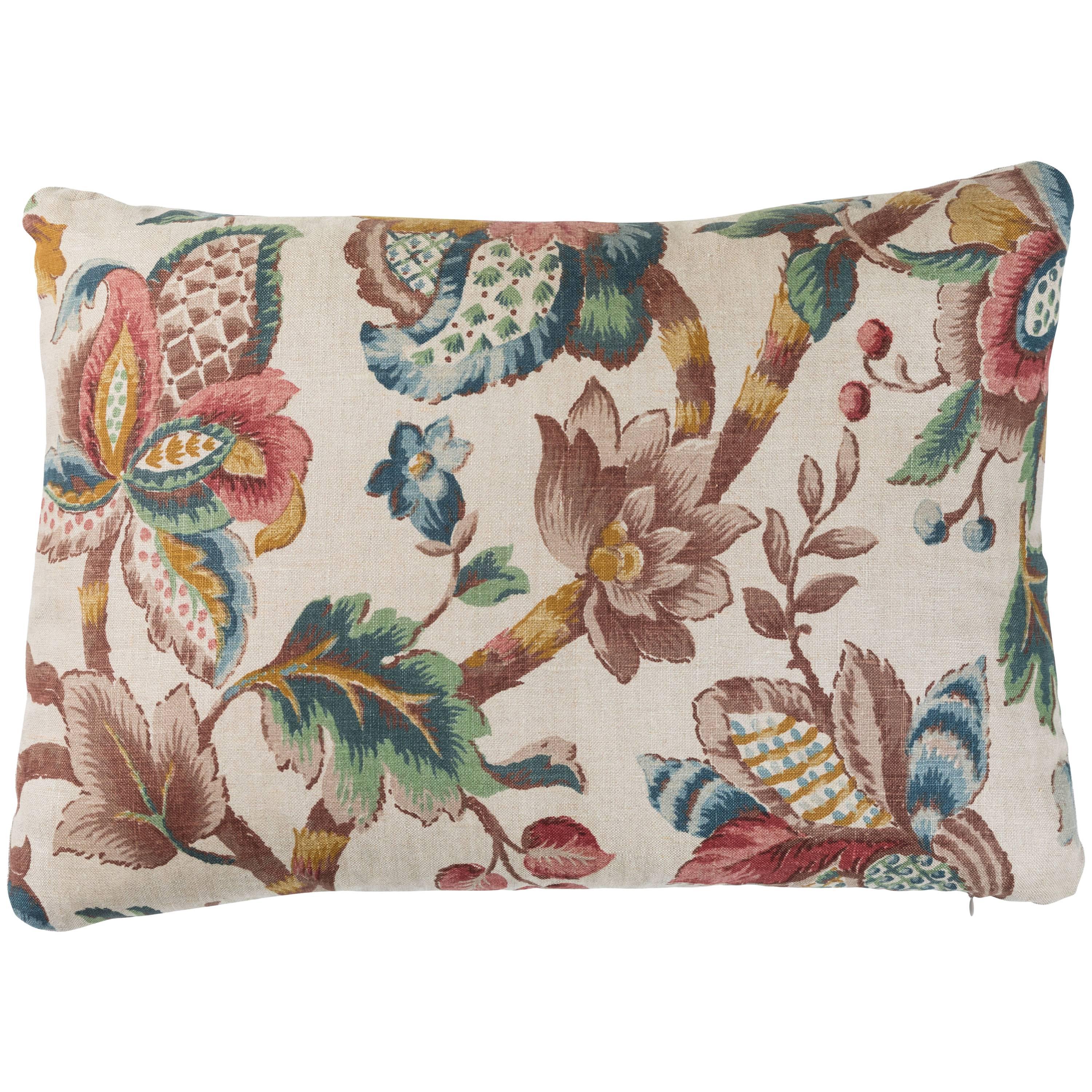 Vintage Linen Floral Pillow  For Sale