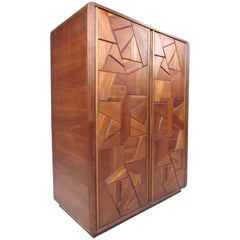 Brutalist Modern Paul Evans Style Armoire Cabinet