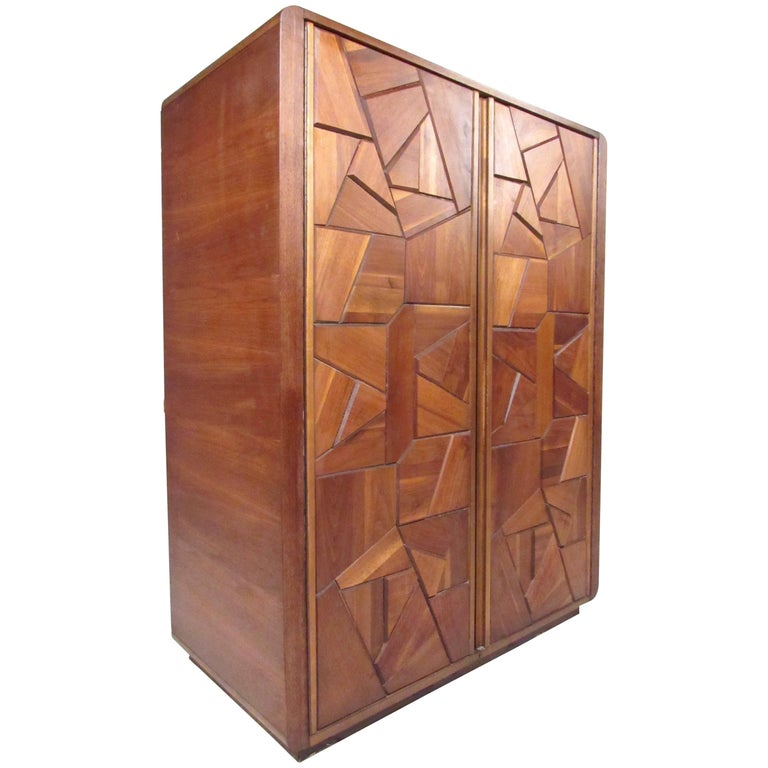 Brutalist Modern Paul Evans Style Armoire For Sale at 1stdibs