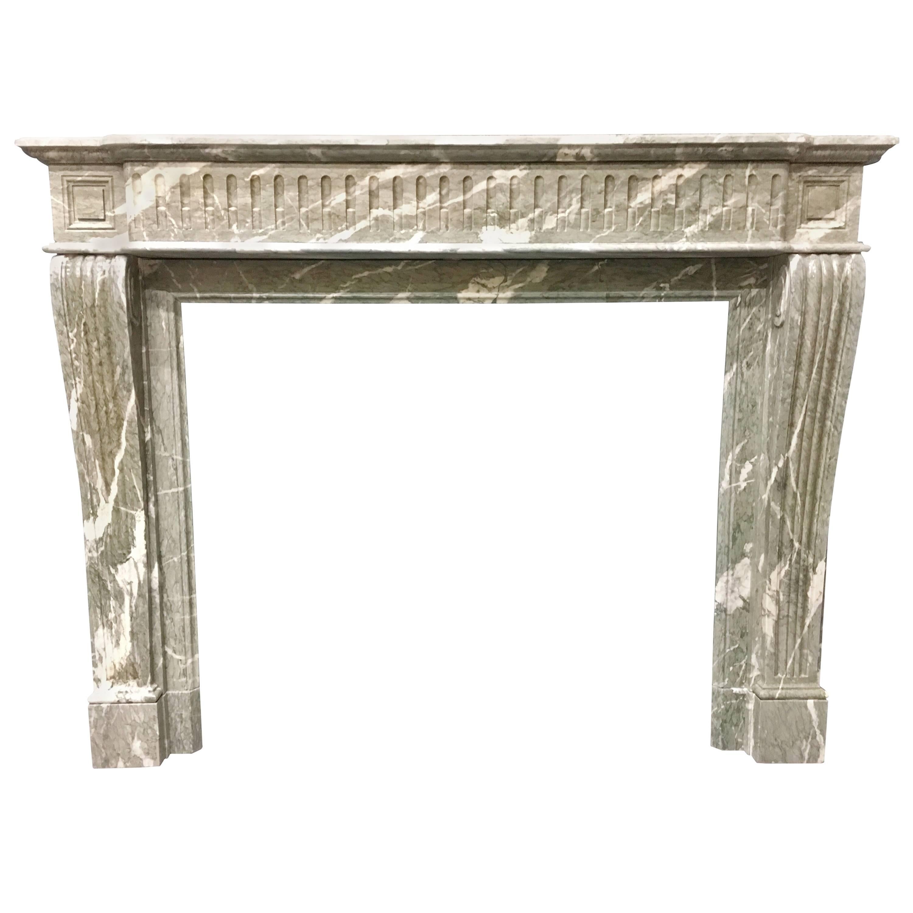 Antique French Louis XVI Empire Marble Fireplace Surround