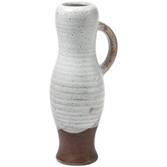 Elegant White Ceramic Pitcher vase by Pol Chambost Stoneware