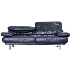 B&B Italia Alanda Designer Sofa Leather Black Three-Seat Function Couch Modern