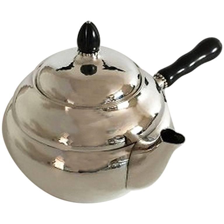Georg Jensen Sterling Silver Tea Pot with Ebony Handle #1A