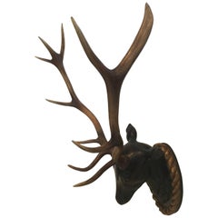 Stunning & Impressive Faux Stag Head with Long Antlers Wall Mounted Sculpture