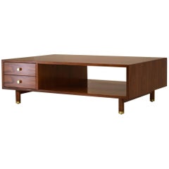 Sophisticated Walnut Two-Tier Coffee Table by Edward Wormley for Dunbar