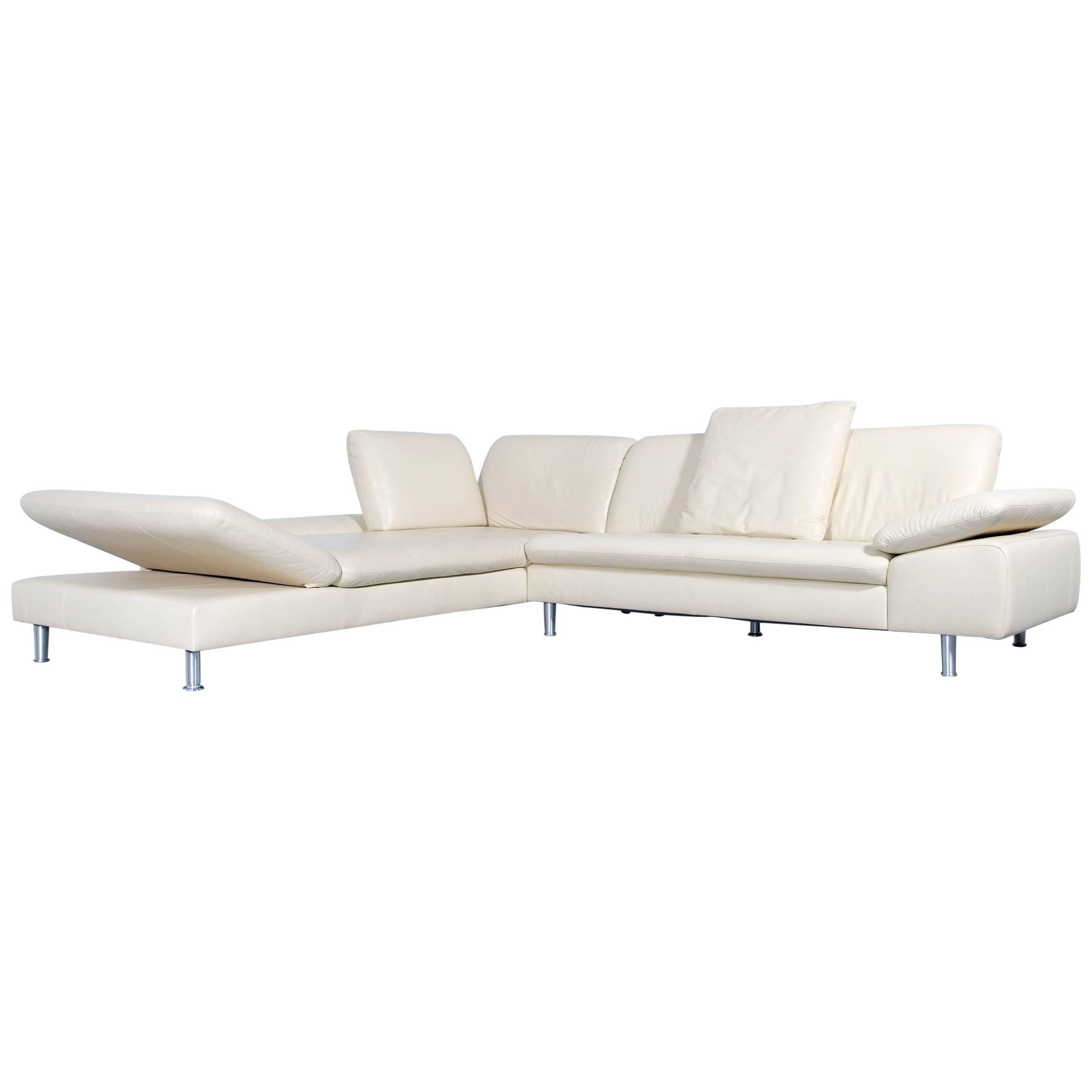 Willi Schillig Loop Designer Corner Sofa Set Leather Crème Function Couch Modern