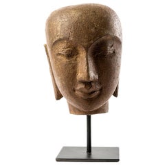 Contemporary River Stone Carved Buddha Head from Indonesia