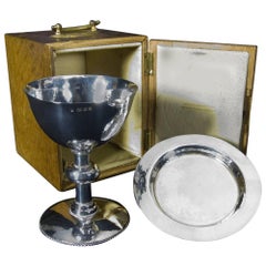 Antique English Silver Chalice and Paten
