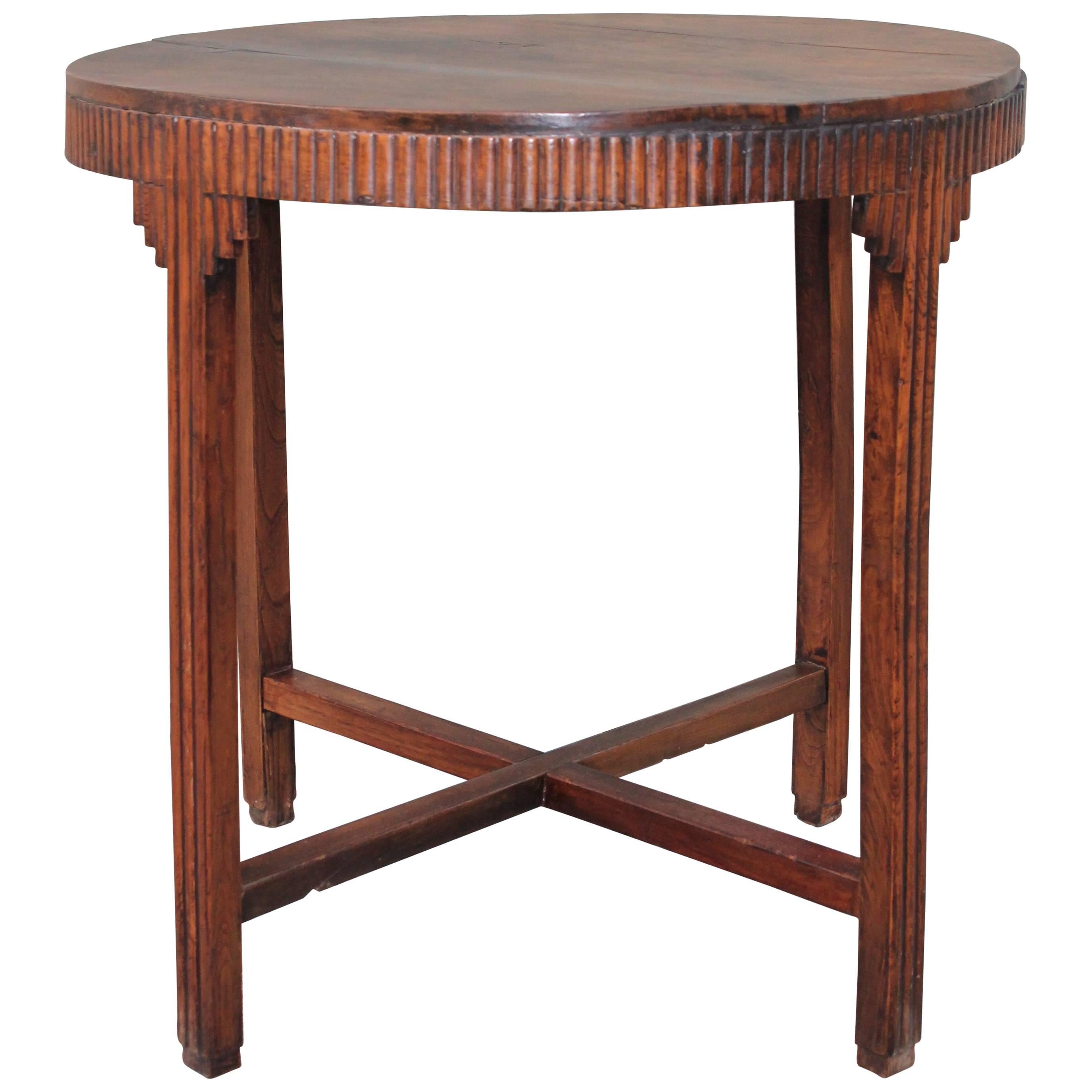 Folky Round Side Table with Twig Trim
