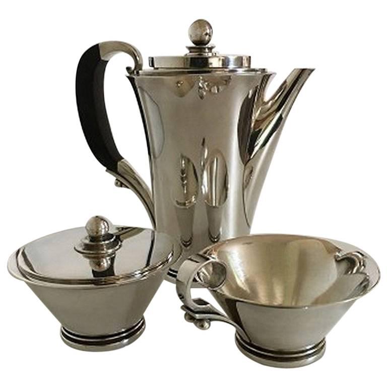 Georg Jensen "Pyramid" Sterling Silver Coffee Set No. 600 B For Sale