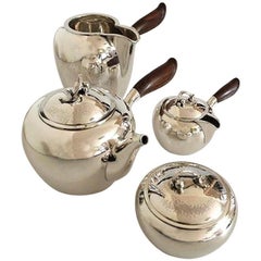 Georg Jensen Sterling Silver Tea Set No. 875. Teapot, Water Pitcher, Creamer