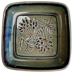 Vintage Bing & Grondahl Organic Olive Green Leaf Porcelain Bowl, 1950s