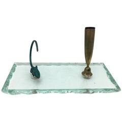 Vintage Mid-Century Modern Verde Nilo Glass Pen Holder