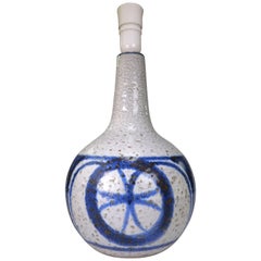 Søholm 1960s Graphic Blue Decor Stoneware Table Lamp