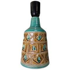 Italian Bitossi Turquoise and Caramel Ceramic Table Lamp, 1950s