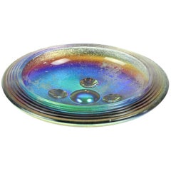 Retro Rare Iridescent Art Glass Bowl by Jiri Zemon for Rudolfova Hut, Czechslovakia
