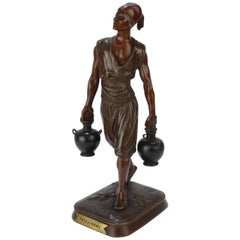 French Orientalist Bronze Tunisian Water Carrier Sculpture by Jean-Didier Debut