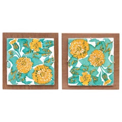 Antique Pair of Antoni Gaudi Decorative Ceramic Spanish Tiles of Casa Vicens, circa 1888