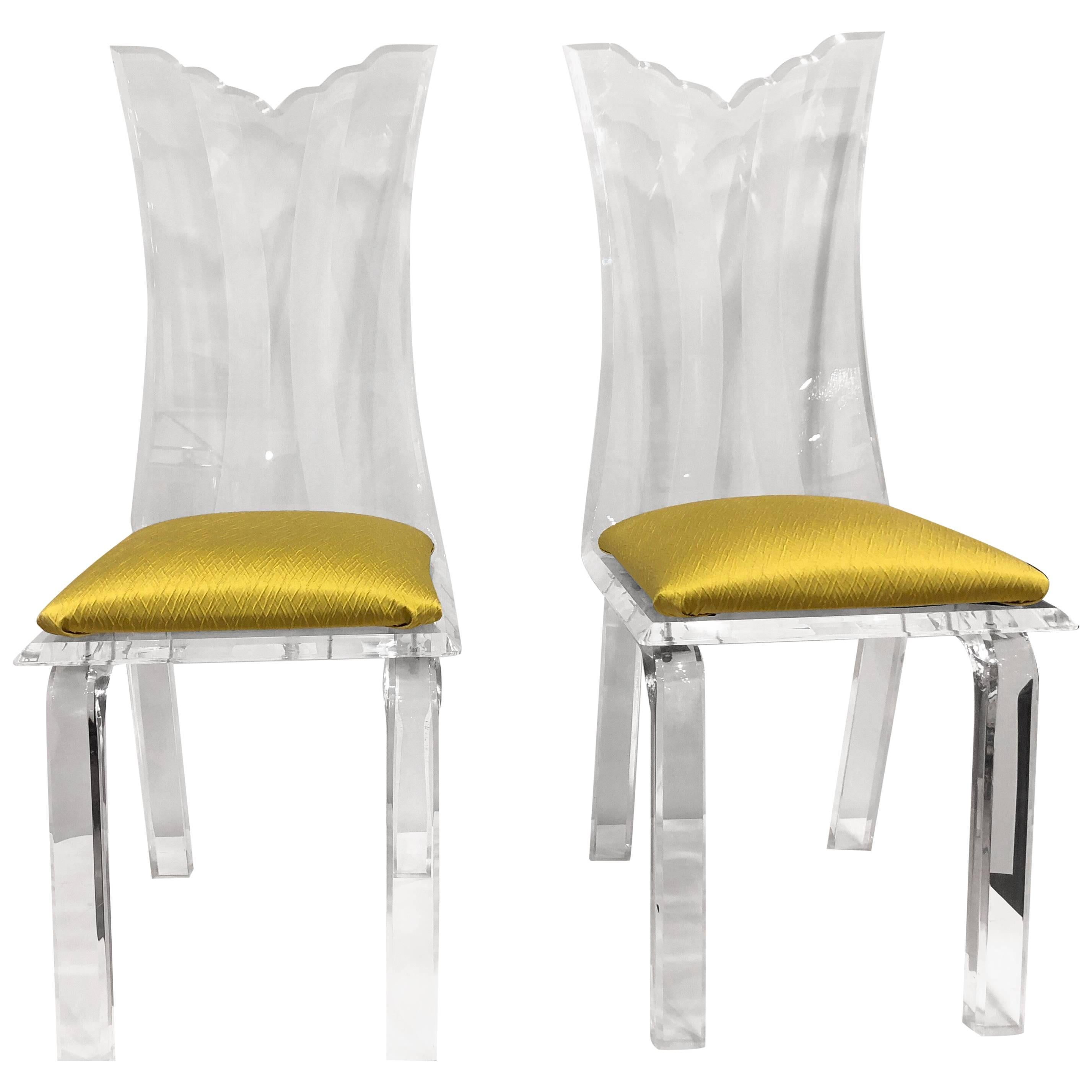 Pair of Fabulous Vintage Lucite Chairs For Sale