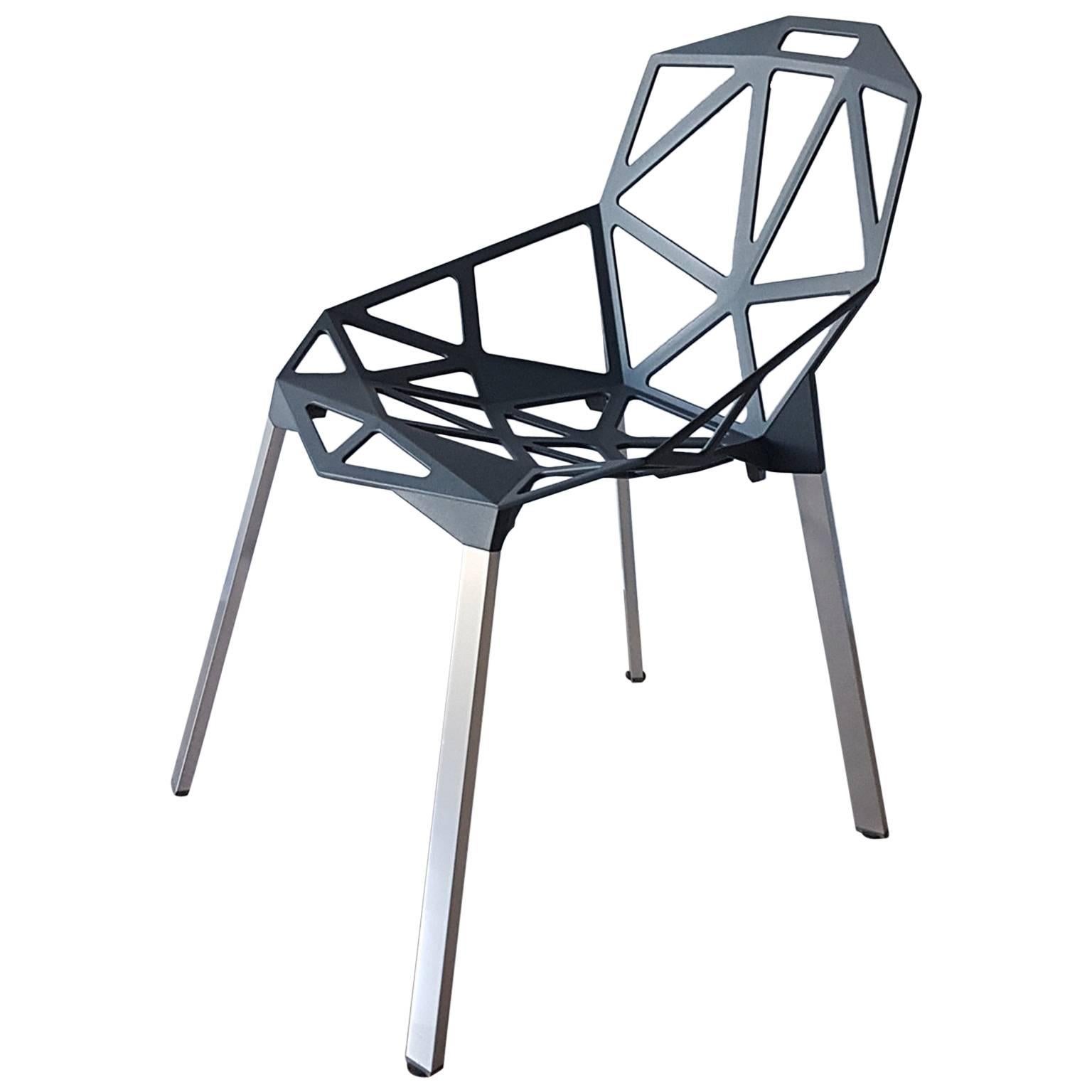 Konstantin Grcic Contemporary Italian Dark Grey "One" Chair in Aluminum For Sale