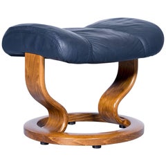 Ekornes Stressless Wing Footstool Leather Dark Blue Modern Footrest