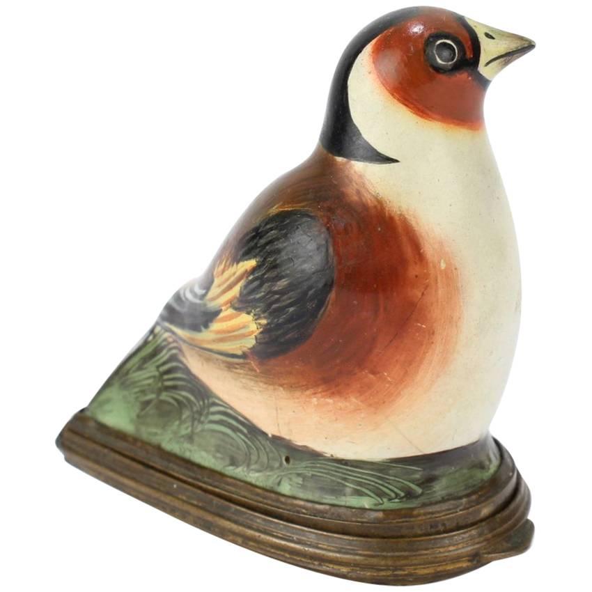 Antique Figural Bird Battersea or Staffordshire Enamel Bonbonniere / Snuff Box For Sale