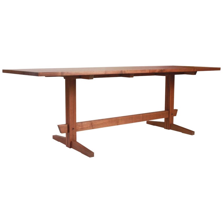 Black Walnut LowTrestle MidCentury Style Dining Table by New York