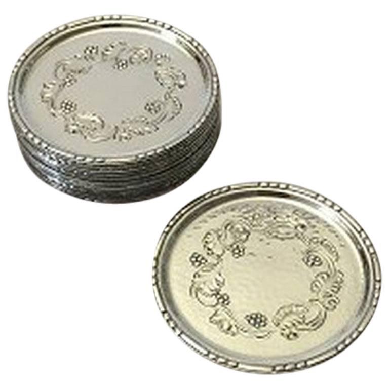 Set Of 12 Georg Jensen Sterling Silver Gl Coasters 51a For Set Of 12 Georg Jensen Sterling Silver