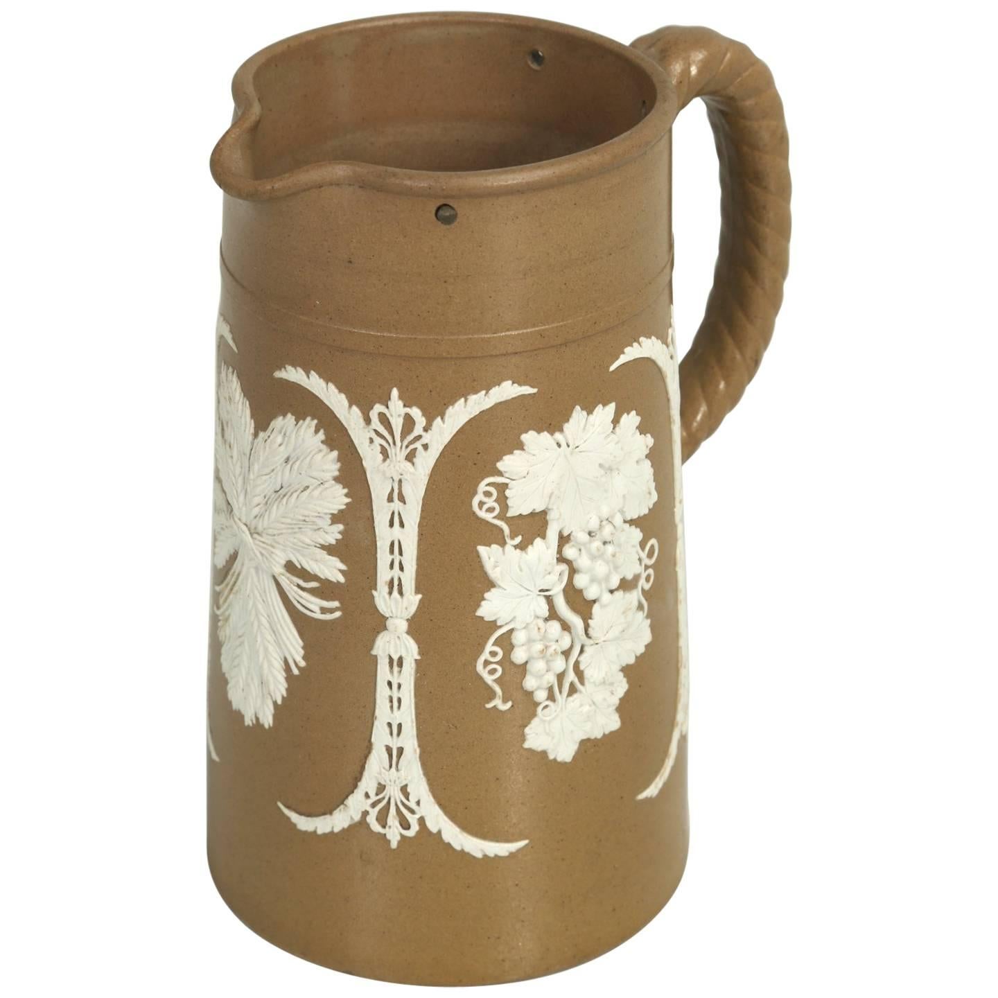 Antique English Stoneware Pitcher, circa 1848