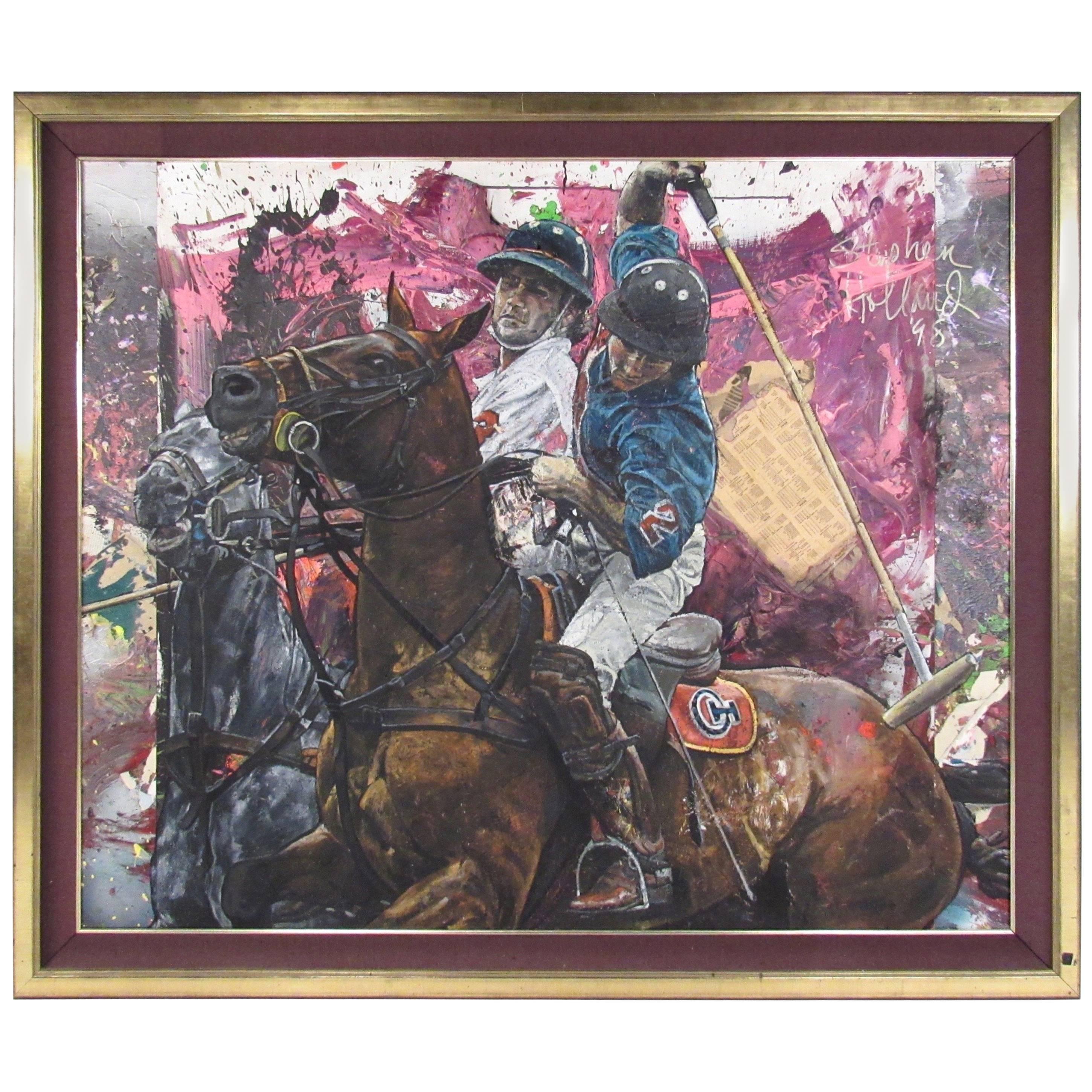 Stephen Holland "Polo Brothers" Oil on Canvas Painting For Sale
