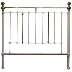 Brass and Iron Platform Bed in Cream MK135