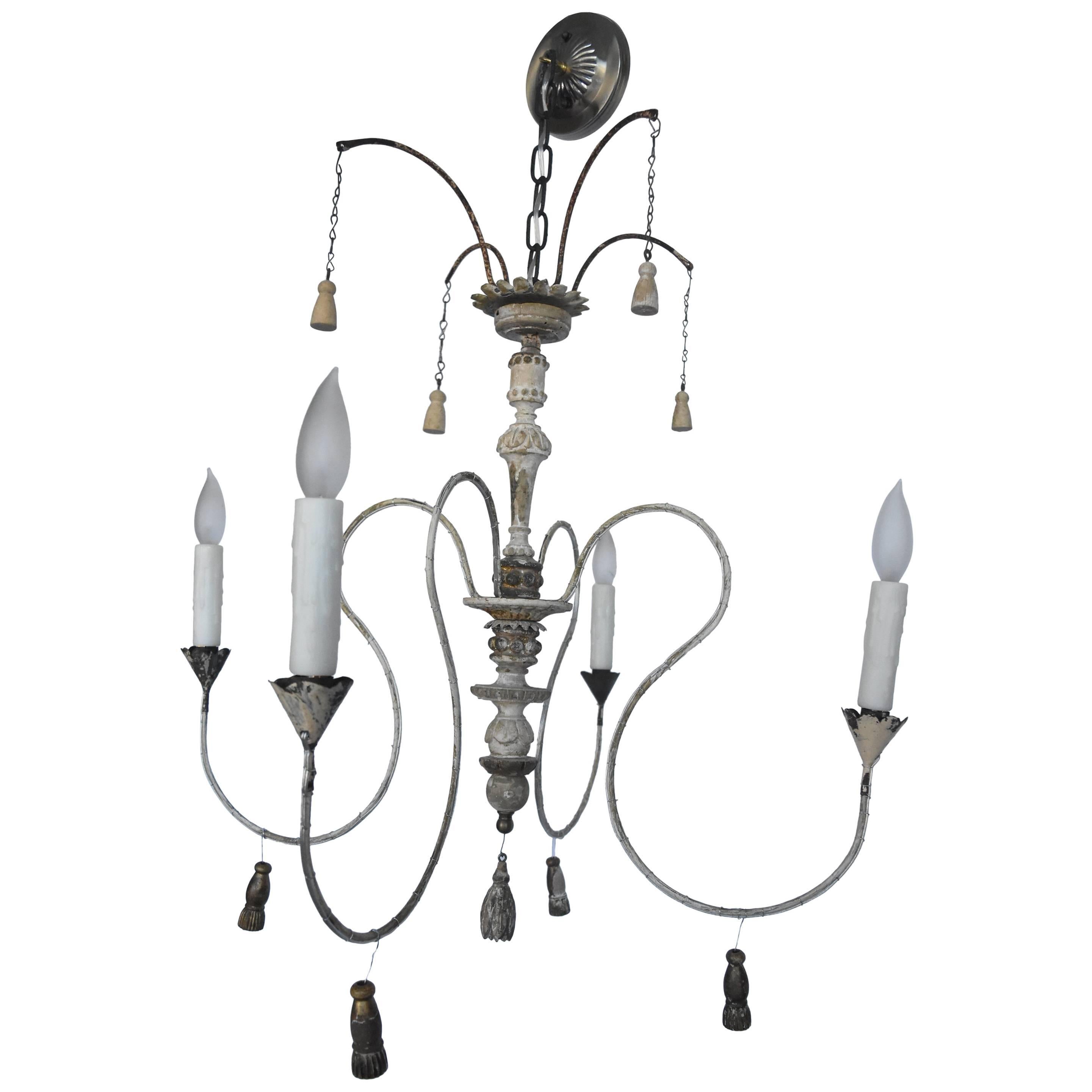 Italian Spider Chandelier Made from 18th, 19th Century Church Elements and Iron