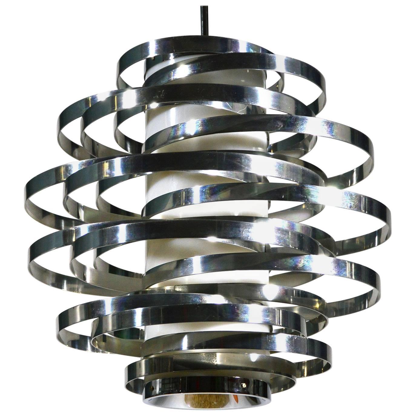 Cyclone Chandelier by Gaetano Sciolari, Polished Aluminium and Lucite, 1970s