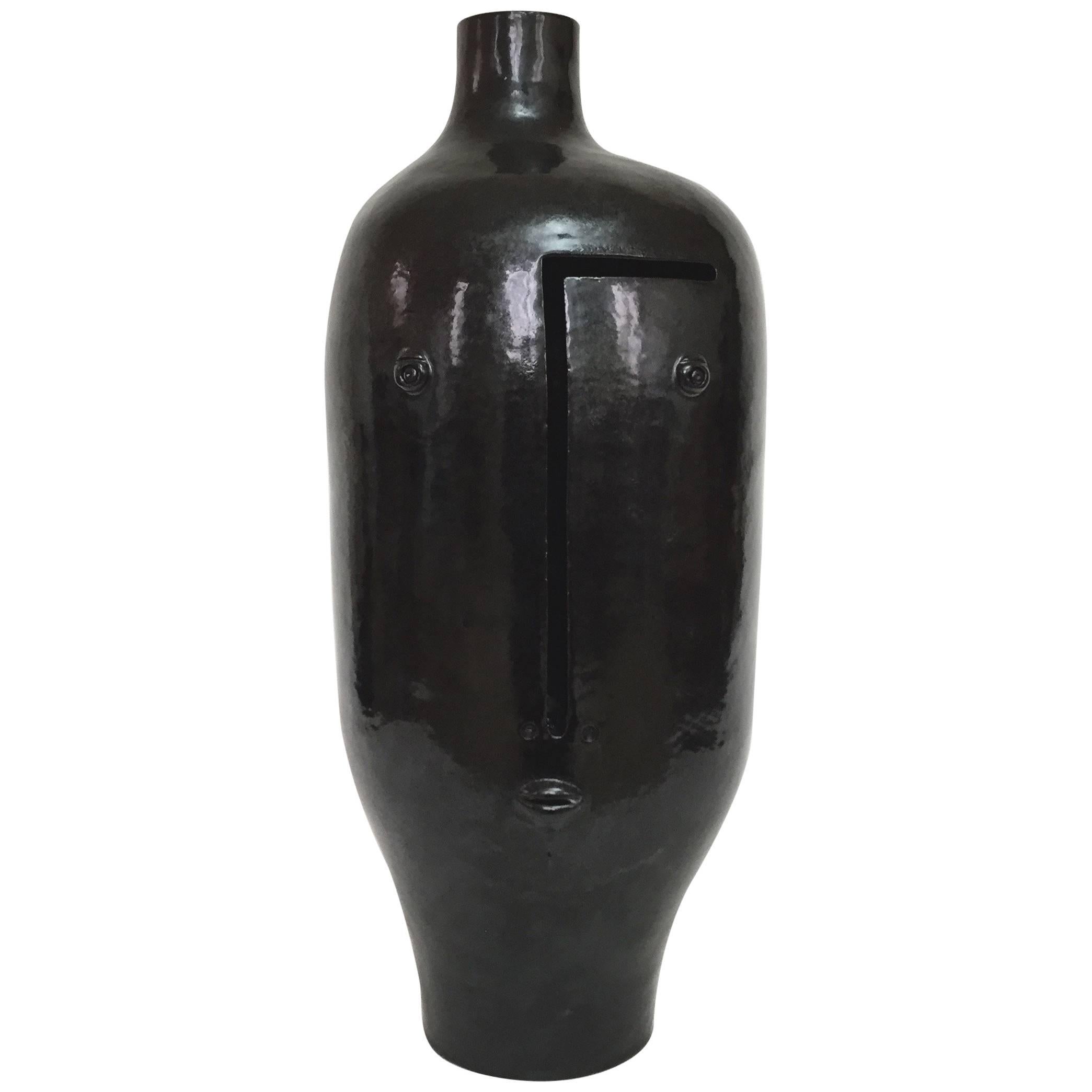 Dalo, Ceramic Table Lamp Base Glazed in Black For Sale