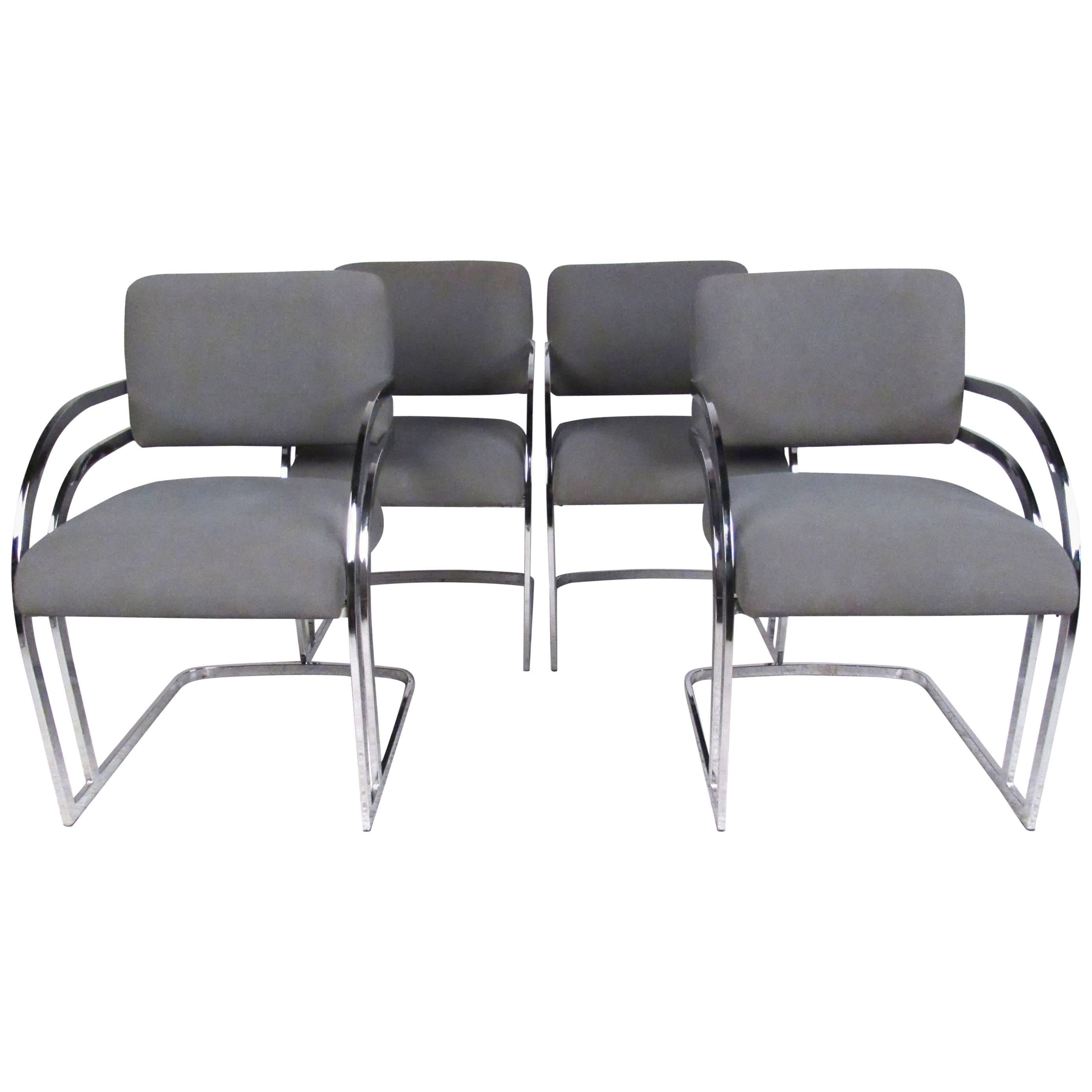 Set of Four Contemporary Shells Inc. Upholstered Dining Chairs For Sale