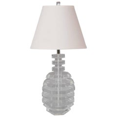 Beehive Form Heavy Stacked Lucite Mid Century Modern Table Lamp by George Bullio