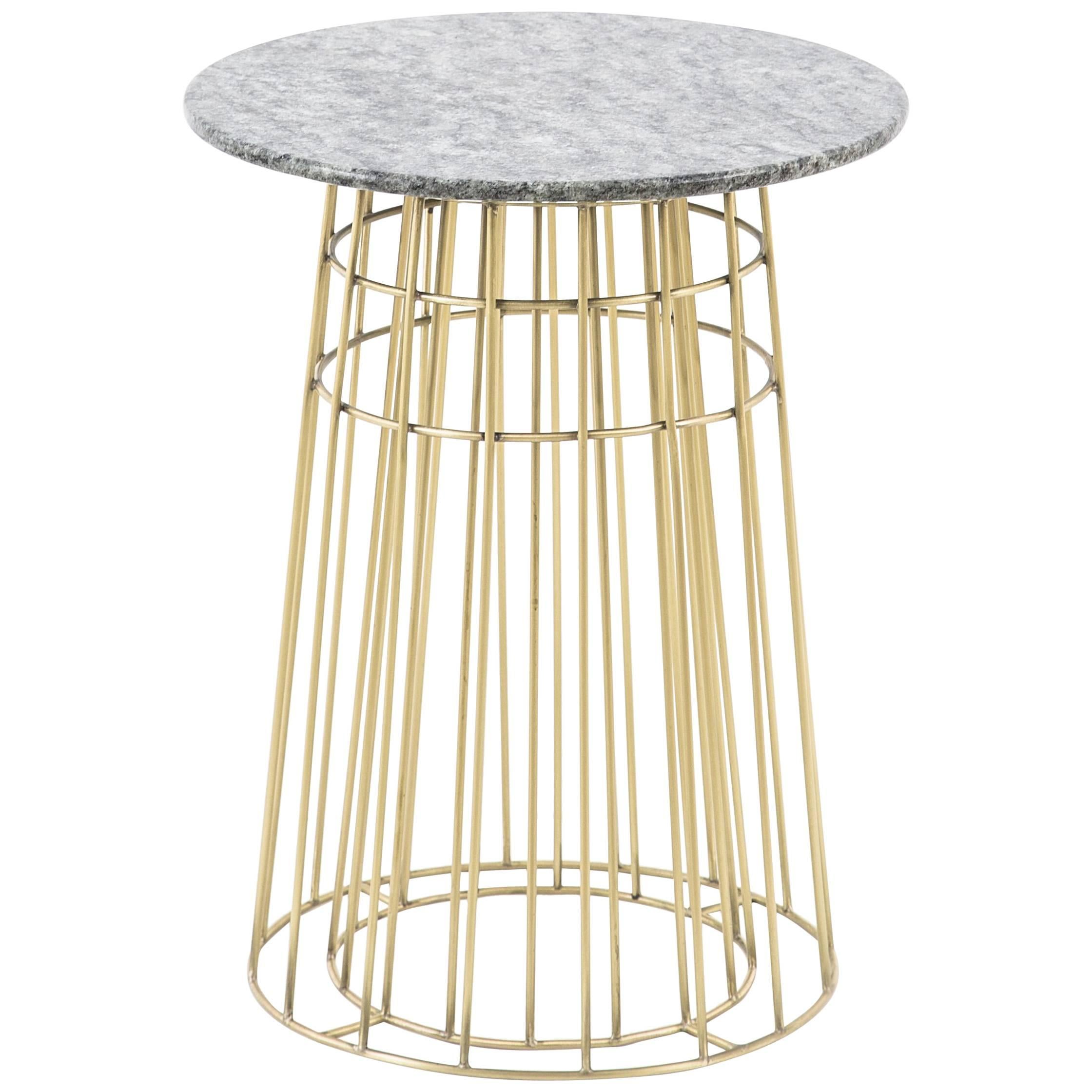 Rami sculptural Granite and Brass Side Table For Sale
