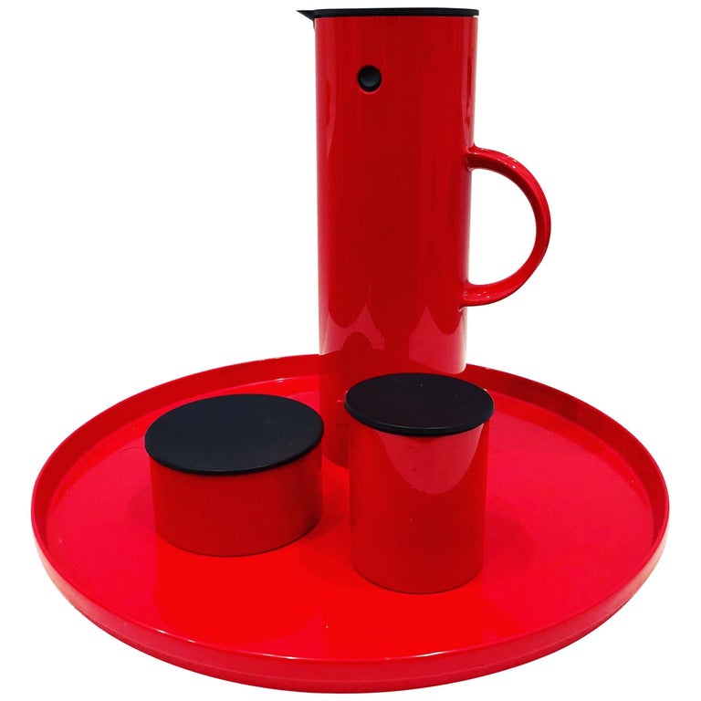 Coffee, Sugar and Creamer with Tray Set by Erik Magnussen for Stelton at  1stDibs
