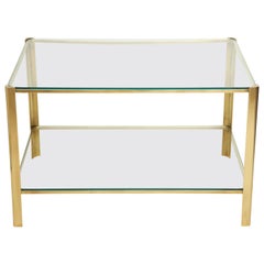 Midcentury Brass and Glass Two-Tiered Coffee Table by Maison Malabert