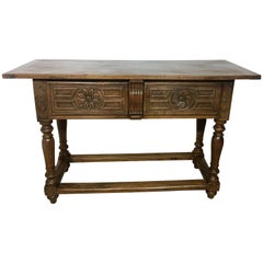 Antique 19th Spanish Farm Refectory Console Table or Desk Table