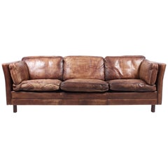 Danish Sofa in Patinated Leather