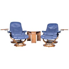 Stressless Consul Relax Two Armchairs, Two Footstools and Table Leather Relax