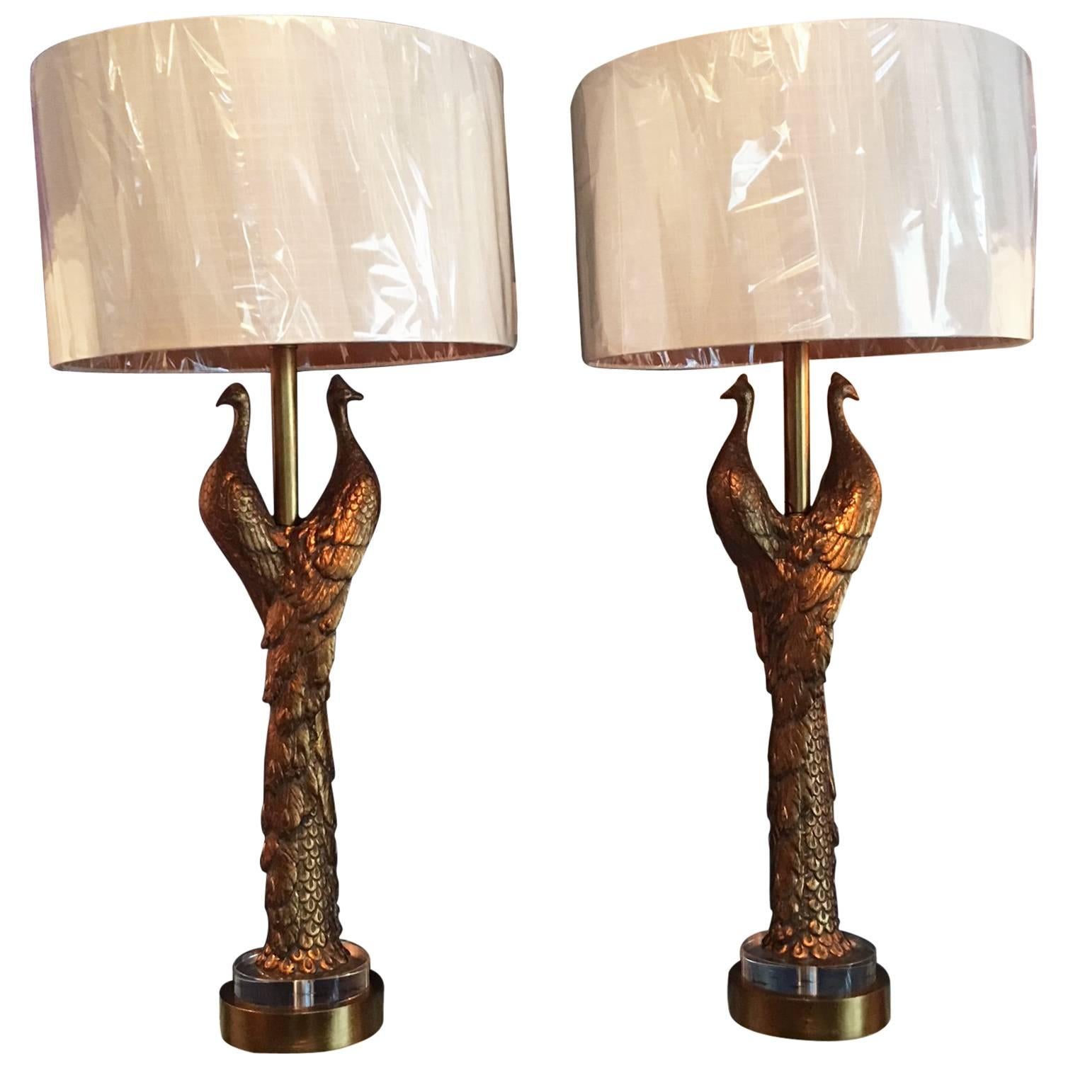 Pair of New Peacock Lamps
