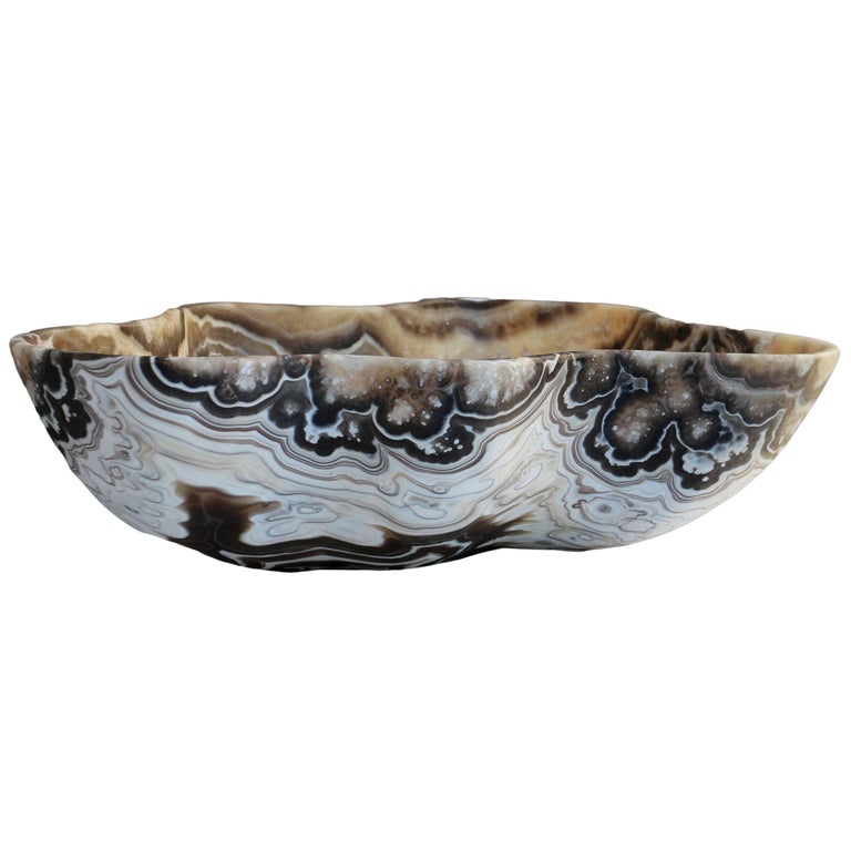 FreeForm Hand Carved Onyx Bowl For Sale at 1stdibs